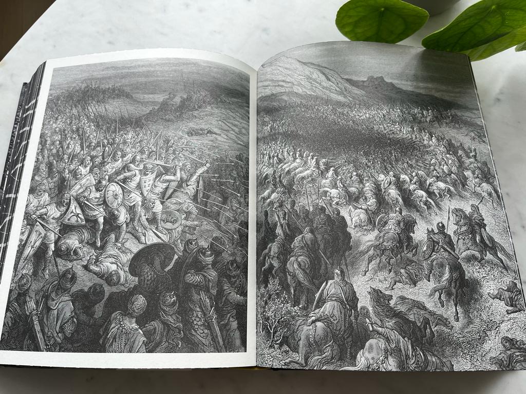 OK, this is the only Gustave Doré book you'll ever need. Absolutely beautiful production, with the embossing &amp; bronze foil on the cover. Inside, some great step-by-step diagrams of the etching process . Tons of full-spread art, and a surprising amount of coloured paintings too.