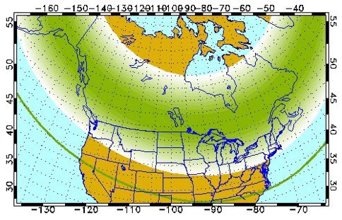 A G3 (KP7+) watch is in effect for tonight. Northern lights may be visible as far south as the green line overnight. 

Best timing looks to be immediately after sunset tonight. Double CME impact expected this evening.