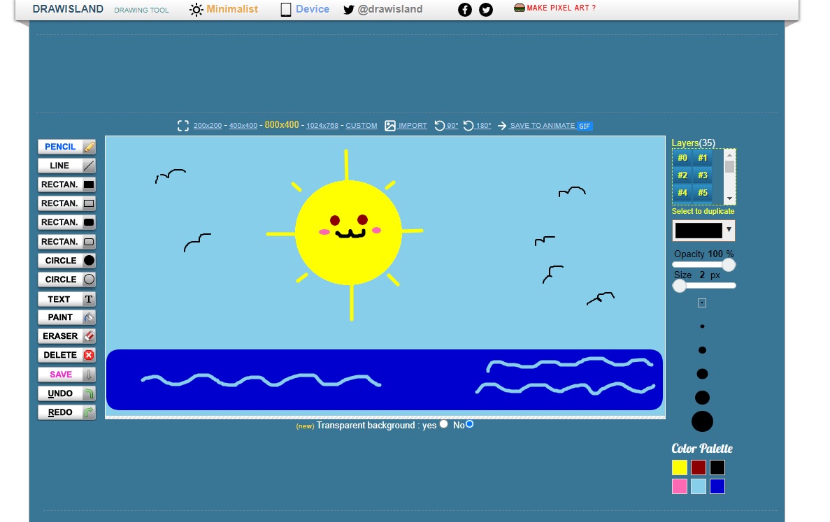 Compartimos una herramienta muy sencilla para dibujar. También nos permite hacer gifs y guardar nuestros diseños para continuarlos en otro momento. 🙂
Es gratuita, no hace falta registrarse y podemos descargar nuestro dibujo.
Esperamos que os guste. 😊
drawisland.com