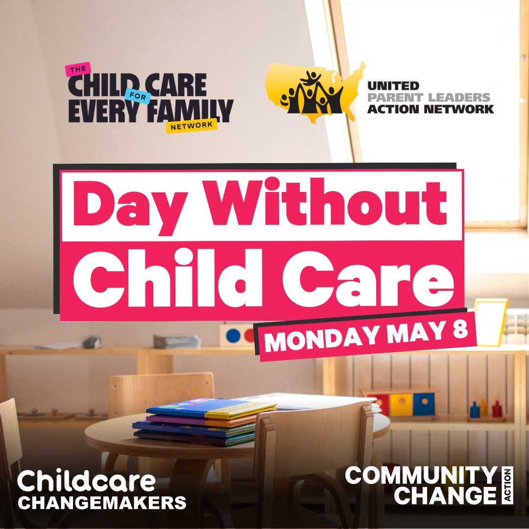 Join #DayWithoutChildCare action day in solidarity w/ families &amp; child care providers to create a brighter future for children! In partnership w/ <a href="/CC4EFN/">Child Care for Every Family Network</a>, we will host a FB live to talk about Who Pays The True Cost of Care! 
May 8th
12:30 pm ET/ 9:30 am PT
fb.me/e/W0rRrfgQ