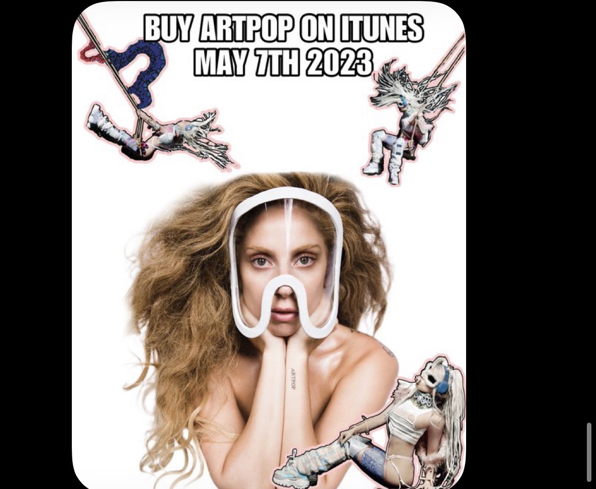 Gaga3tylerr's tweet photo. ARTPOP IS NOW ON THE ITUNES CHARTS! Keep it moving up! ALSO stream on Spotify if you’re able to!💙💖🔮 #ARTPOP #buyartpoponitunes #BUYARTPOP #ladygaga #gaga #ARTPOPACTIIISCOMING #TRENDING #ITUNES #spotify #djwhiteshadow #wecandothis #littlemonsters #artpop10thanniversary #actII https://t.co/9nIisGkmru