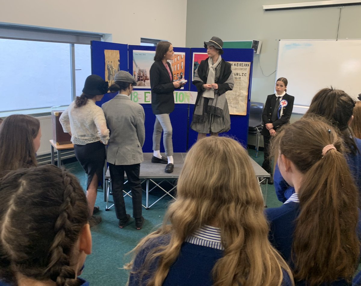 histforall's tweet photo. @mountmercycork Decade of #Centenaries presentations - role plays on 1918 Election, Burning of #Cork, Signing of Anglo-Irish Treaty, Debates on Treaty 1920s style #histedchatie @CorkHTA https://t.co/iC5e5LVOX7