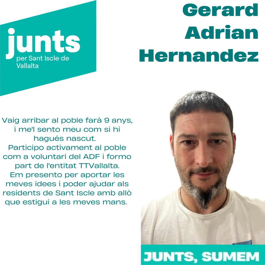 JuntsxSantIscle's tweet photo. Membre actiu d’una de les entitats del poble, ell és com la seva passió, és un tot terreny. No hi ha pujada ni camí amb entrebancs que se li resisteixi.
#28M
#JuntsSumem https://t.co/O8CsagvqNV