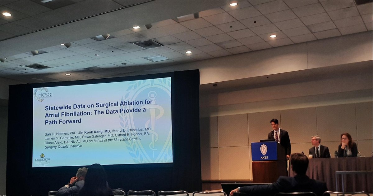 AATS Journals (@aatsjournals) on Twitter photo Dr. Jin Kook (Luke) Kang presents today at #AATS2023. Read the simultaneously published #JTCVS article, “Statewide Data on Surgical Ablation for #AtrialFibrillation: The Data Provide a Path Forward”:
doi.org/10.1016/j.jtcv…
<a href="/AATSHQ/">AATS</a> <a href="/jLukeKang/">Jin Kook (Luke) Kang</a> <a href="/yeasaris/">Sari D. Holmes, PhD</a> <a href="/DrNivAd/">Niv Ad, MD</a> Dr. Jin Kook (Luke) Kang presents today at #AATS2023. Read the simultaneously published #JTCVS article, “Statewide Data on Surgical Ablation for #AtrialFibrillation: The Data Provide a Path Forward”:
doi.org/10.1016/j.jtcv…
<a href="/AATSHQ/">AATS</a> <a href="/jLukeKang/">Jin Kook (Luke) Kang</a> <a href="/yeasaris/">Sari D. Holmes, PhD</a> <a href="/DrNivAd/">Niv Ad, MD</a>