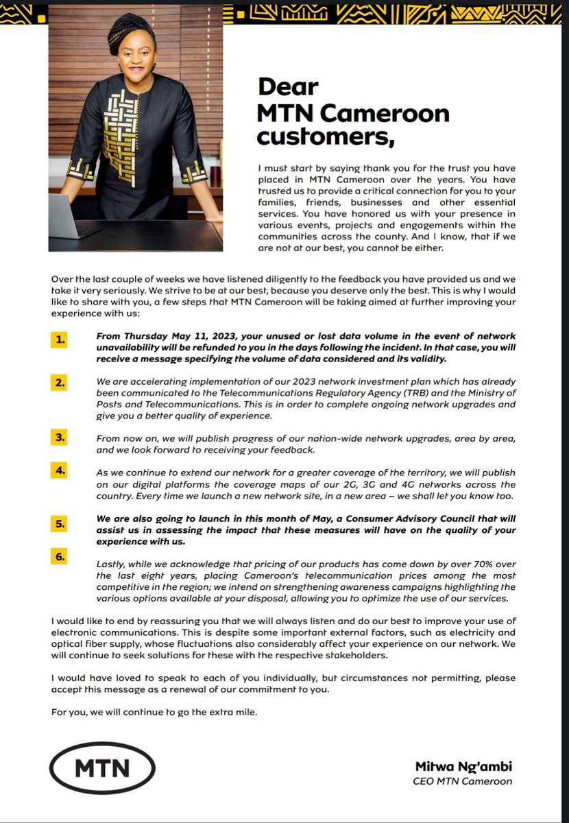 MTNCameroon's tweet photo. Dear @MTNCameroon Customers... https://t.co/e1TYU0CanQ