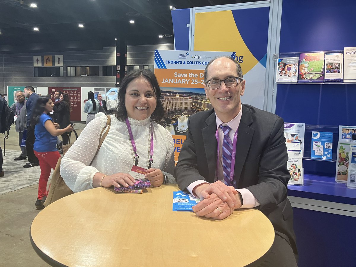 @MRegueiroMD, Editor in Chief and our Patient Representative @VoiceForIBD Crohn’s & Colitis 360 at the @CrohnsColitisFn booth #1029 at #DDW2023