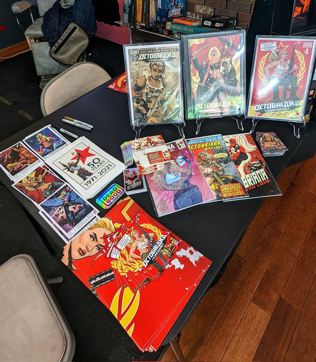 ReadDGC's tweet image. We're at @EveryoneComics right now. Come on down and pick up @OctobrianaComic, and get it signed by @NStevenHarris &amp;amp; @stoonami