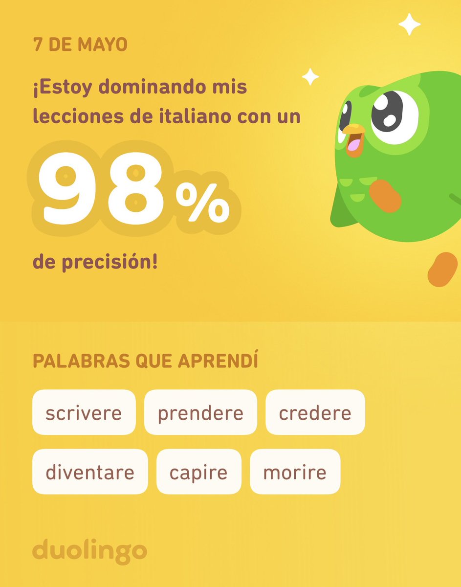 ¡Estoy aprendiendo italiano en Duolingo! Es gratis, divertido y efectivo.