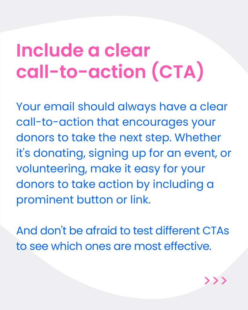 GiveCloud's tweet photo. Here are some tips to help you craft compelling, effective emails that drive conversions!

Save these for later!

#emailmarketing #nonprofitmarketing #donorcommunications #personalization #calltoaction #testingandoptimization #impact #socialgood https://t.co/0Jx35T6Loq