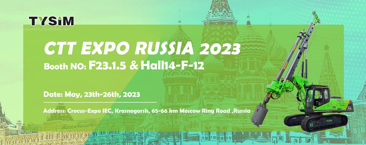TYSIM_Tina's tweet photo. The exhibition is coming in Russia.
Tysim hopes to see you.
Web：https://t.co/NChKfQa8Wn
Email: tina@tysim.com
Tel/WhatsApp/WeChat: +86 18582647170
#drill #RIG #tysim #machine #piling #rotary #kellybar #China #pileconstruction #project #machinery #DeepFoundation #hydraulicrig https://t.co/lp1WA6IV0h