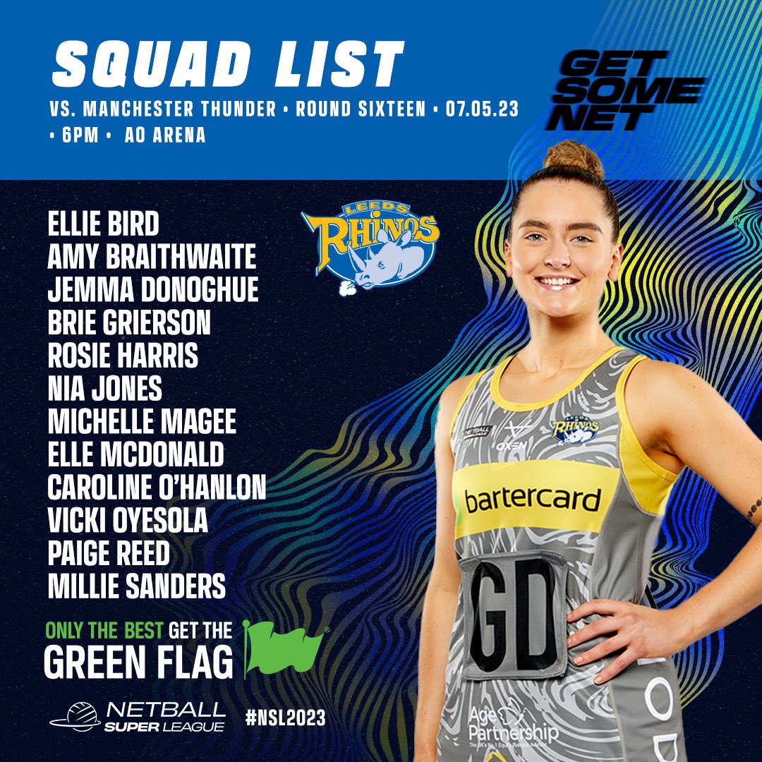 Our match day squad for today’s <a href="/NetballSL/">Netball Super League</a> game against <a href="/thundernetball/">AO Manchester Thunder Netball</a>