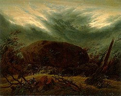 Regulus65's tweet image. J. Parvulesco
A propos d'une peinture de C. David  Friedrich.
Ce qui se trouve représenté là, c'est le haut lieu d'un  culte antérieur, un sanctuaire divin, un lieu où  la présence  divine se manifestait d'une  manière  directe sous les  regards d'adoration éperdue  des appelés.
