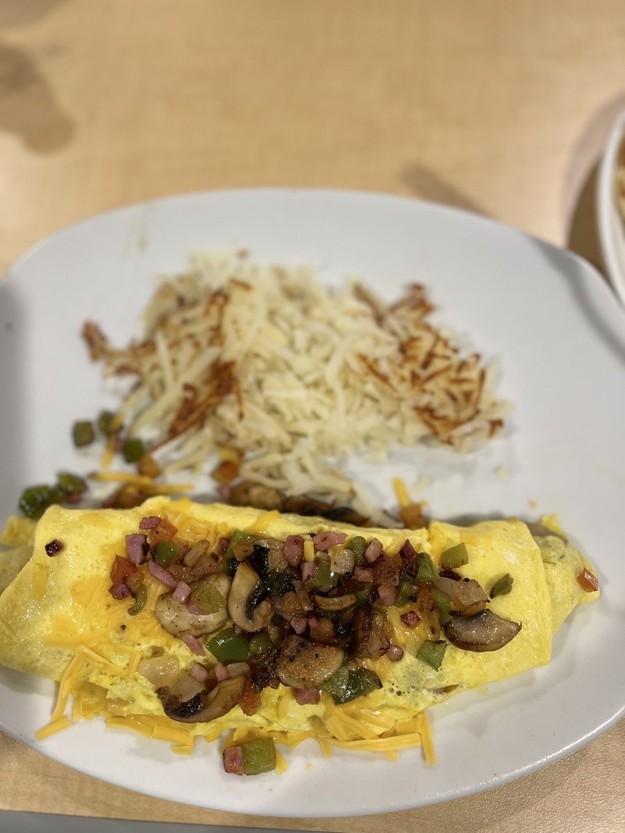 AmusementTweets's tweet photo. This Everything Omelette made my pregnant self very happy this morning lol and Jeff enjoyed his old standby the Southern Fried Chicken Biscuits with gravy. Excellent food and excellent service this morning at the #HotelBreakers Perkins. ☺️👍 @cedarpoint https://t.co/t8u3LYxn71