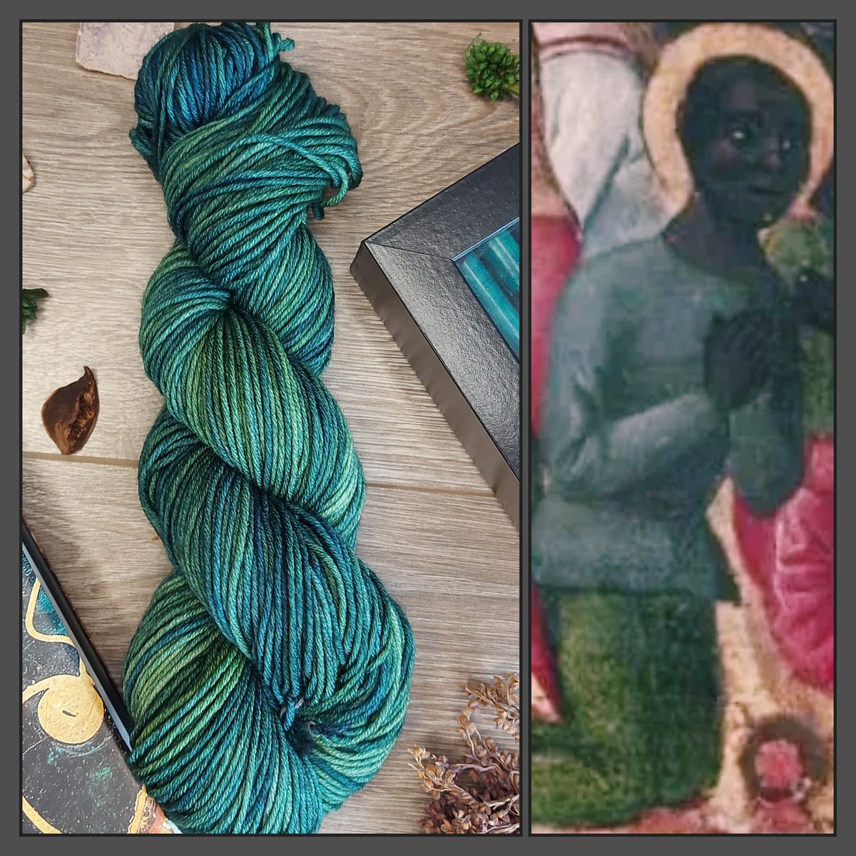 ISASaxonists's tweet photo. Did you think I had forgotten one of the most notable Black figures of the Middle Ages? 
Introducing a colorway inspired by the most famous Theban Legionnaire, St Maurice. This rich green has blue undertones for depth. You can get it in any existing base. #RepublicOfYarnia https://t.co/leBBnu1QzS