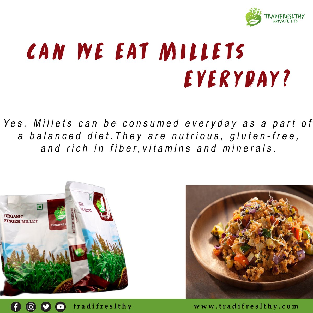 tradifreslthy's tweet photo. Do you know? 
We can eat millet everyday for healthy lifestyle 

#fingermillet #ragi #healthyfood #glutenfree #millets #millet #healthylifestyle #healthy #foodie #jowar #food #bajra #healthyeating #indianfood #milletrecipes #homemade #southindianfood #internationalyearofmillet https://t.co/qLYNFiIIw8