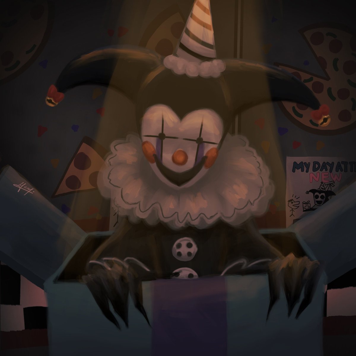 toastyghostyz's tweet photo. AND HERE HE IS THE PIECE OF SHIT! SITTING, SEETHING HIGH ATOP HIS STOLEN THRONE

---------------------------------------

pls dont let this flop i will cry #aftonfamily #digitalart #fanart #indiehorror #fnaf #fnaffanart #puppetfnaf #charlieemily #fnafart https://t.co/2meecrQMHU