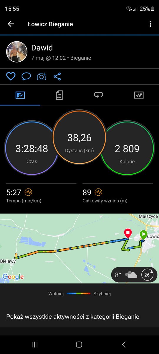 DawidPiorun's tweet photo. #bieg 38km na 38 urodziny.

#bieganie #fitmaj #fittata #rusz4litery #fit #urodziny #wingsforlifeworldrun #wingsforlife https://t.co/GbBlNFcuP0