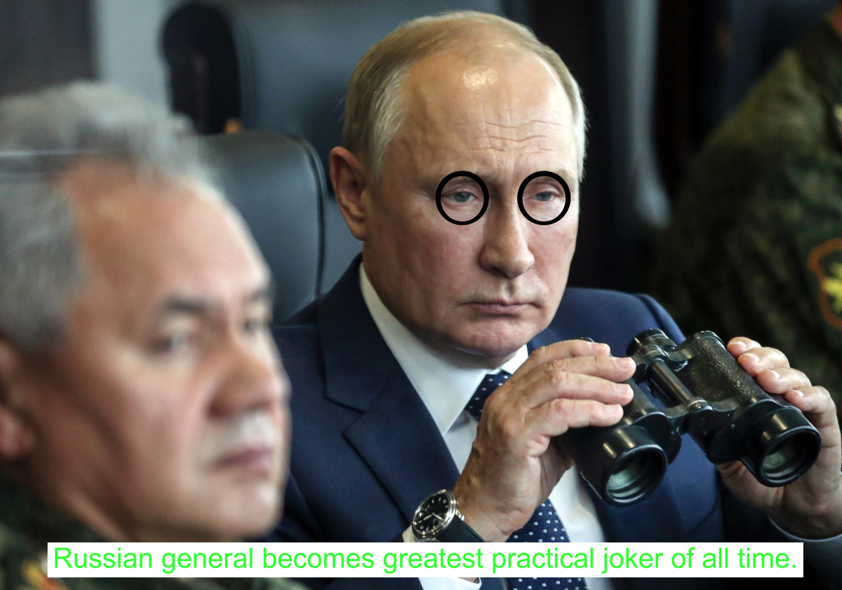Putinbalddwarf's tweet photo. #putinisabalddwarf #binocularprank #generaljoker #totallyworthit https://t.co/j34TA9rJLu