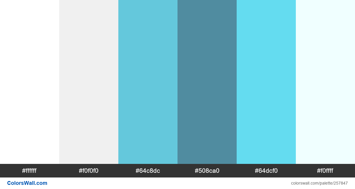 colorswall's tweet photo. Ecommerce web design website ui palette #ffffff, #f0f0f0, #64c8dc, #508ca0, #64dcf0, #f0ffff #colors #palette https://t.co/wGqc5HNkMy https://t.co/4QVDru147v