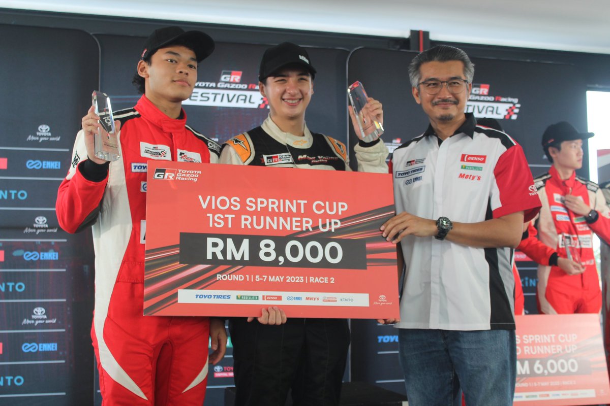 GR VIOS SPRINT CUP 2023: Race 2 saw Team Axle Sports take the top two steps of the podium!

P1 8️⃣1️⃣ Hayden Haikal &amp; Timothy Yeo
P2 2️⃣2️⃣ Inigo Anton &amp; Ariff Azmi
P6 2️⃣1️⃣ Boy Wong &amp; Dannies Ng
P15 1️⃣7️⃣ Naquib Azlan &amp; Nabil Azlan