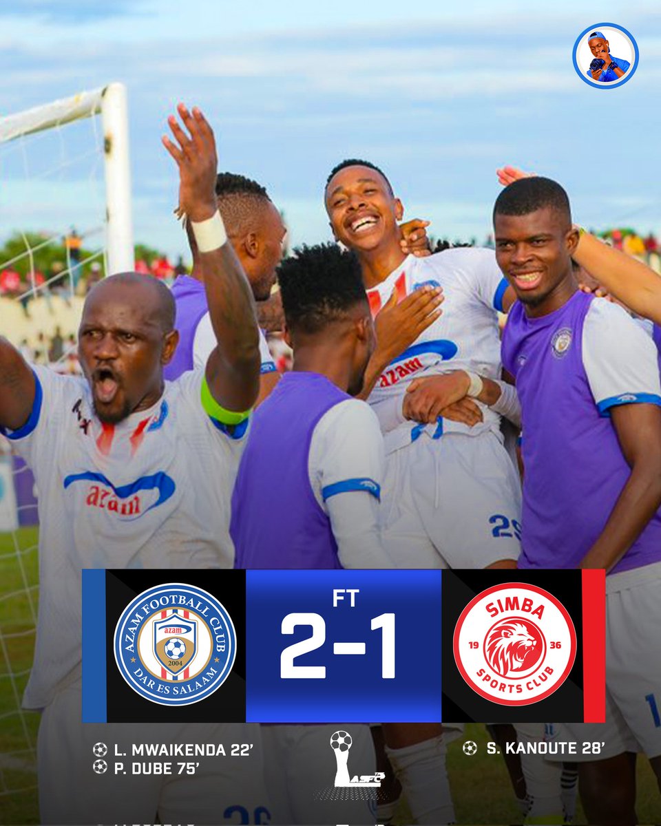 wibastar's tweet photo. ⏱ FULL-TIME| #NusuFainaliASFC
Azam FC 2-1 Simba Sports Club
⚽️ L. Mwaikenda 22'
⚽️ P. Dube 75'
⚽️ S. Kanoute 28'
#ASFCSemiFinal| @azamfc 🆚️ @SimbaSCTanzania https://t.co/2yv25ZCtkC