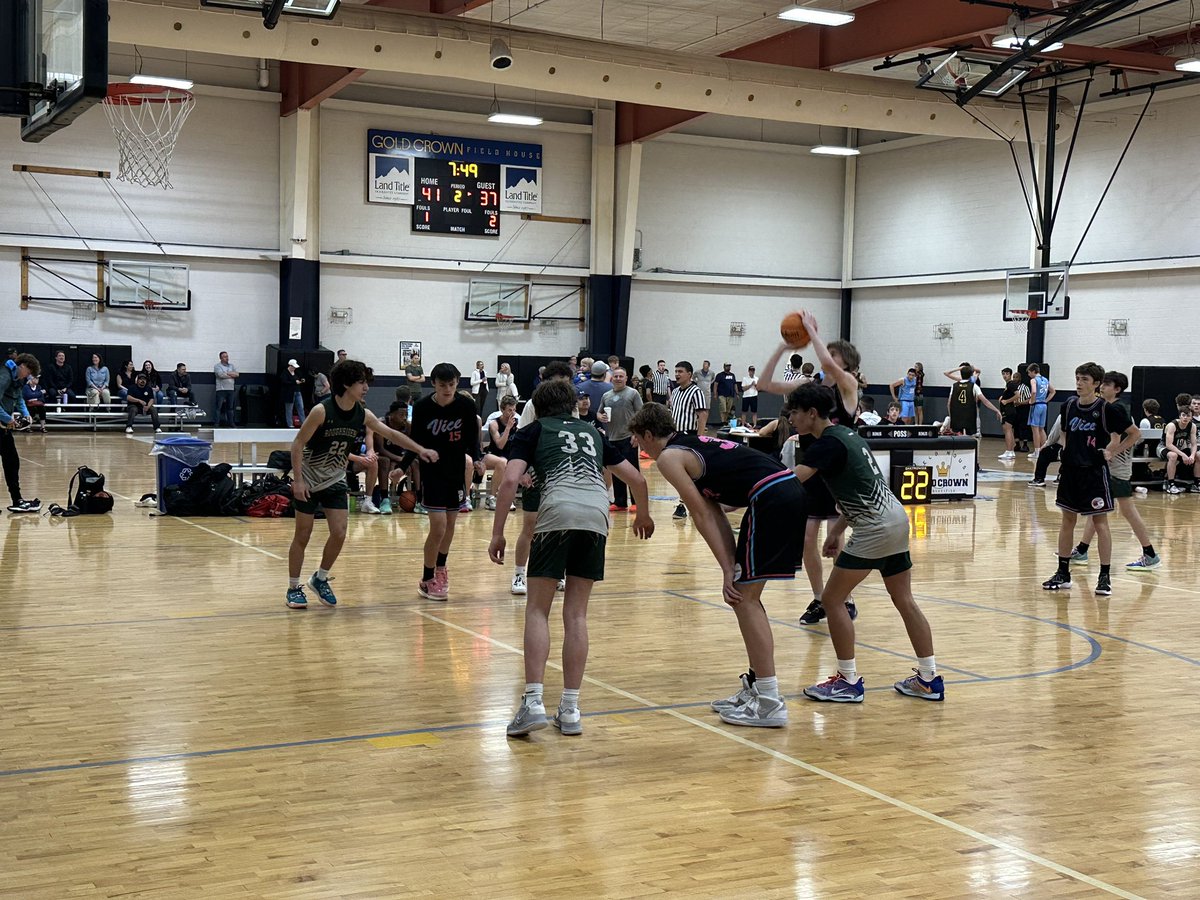 COViceBball's tweet photo. 17u finished undefeated in pool play after a nice win v Roughriders. @grantschmidt28 knocked down 6 3s! On to the Championship round. @GoldCrownCO @BroomfieldHoops @BoCoPreps #GoldCrownSpringClassic #GoVice. https://t.co/Sl1cnGc0fp
