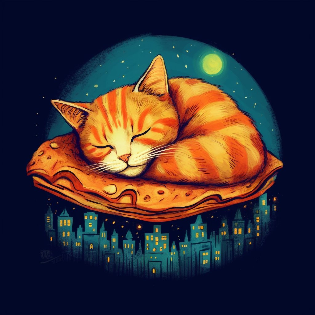 pizzacatnocap's tweet image. As the city lights illuminate the night sky, Pizza Cat sleeps soundly, dreaming of new pizza recipes to delight us all. GN PizzaCat Fam.🌃🍕🐱 #PizzaCat #CityDreamer #GN #AIArwork