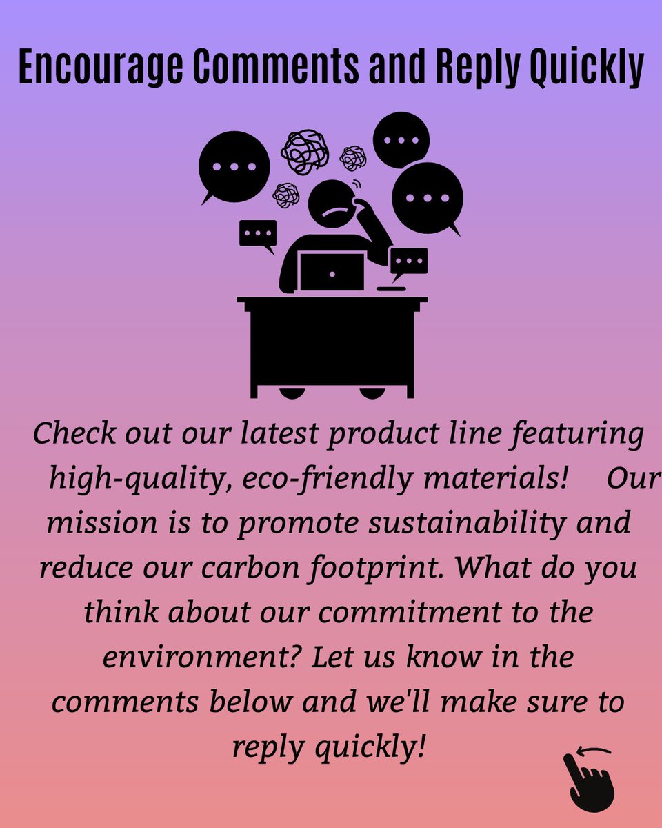 🎯 Encourage Comments and Reply Quickly 🎯

❤️Like❤️
↘️share↘️
✍️Comment✍️

#sustainability 
#ecofriendly 
#environmentallyconscious 
#reducecarbonfootprint 
#greenliving 
#sustainableliving 
#locallysourced 
#ethicalfashion 
#organicmaterials 
#shopsmall 
#supportlocal