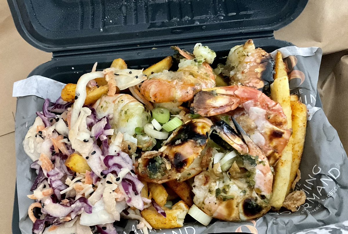 Enjoying tiger prawns from The Flaming Gourmand via the Mobberley ice cream company.

Wonderful ❤️