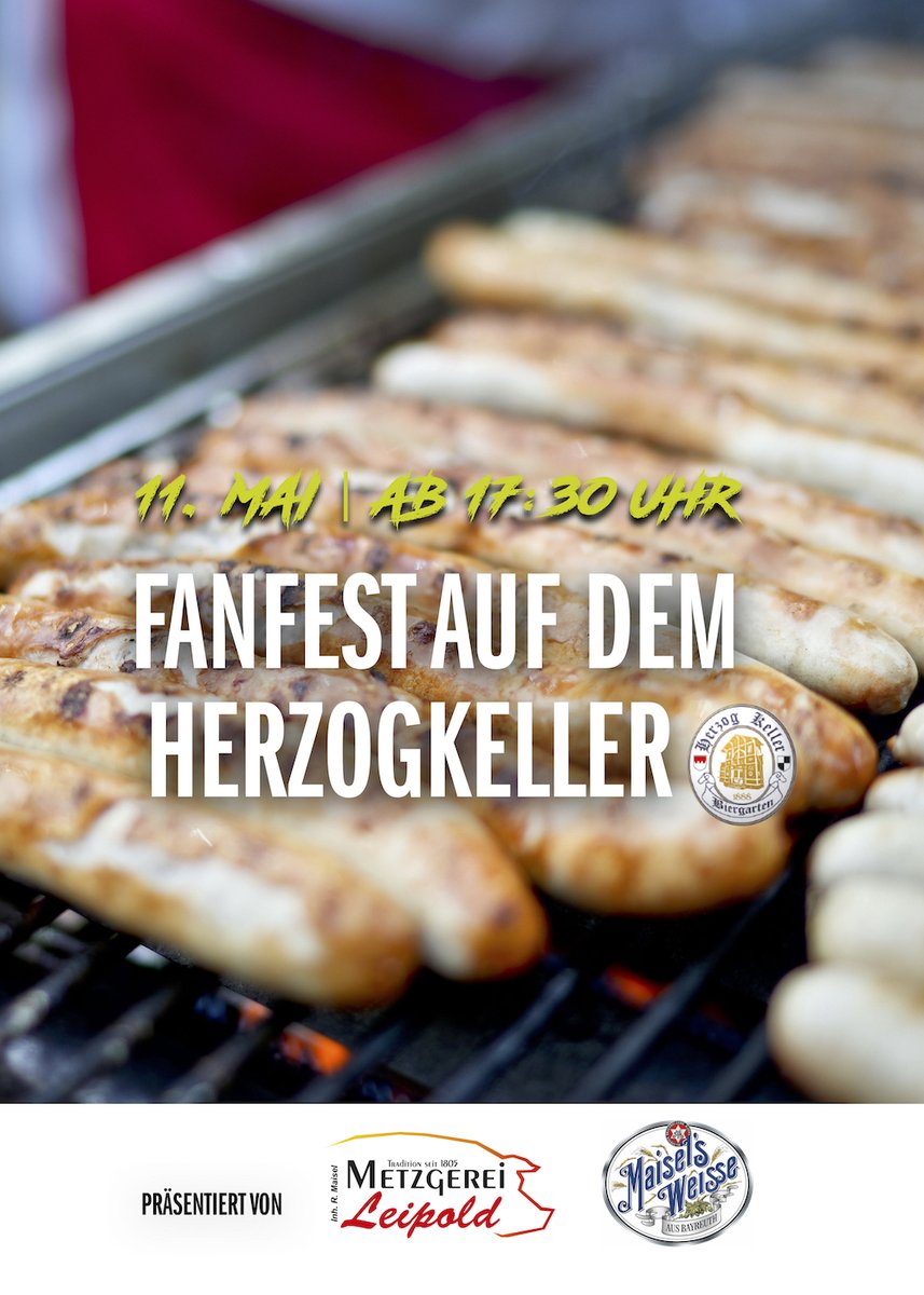 Nicht vergessen! Wir sehen uns am kommenden Donnerstag zum Fanfest auf dem Herzogkeller! #gomedi #WeAreMedi #BAYRTH #Herzogkeller 
... unterstützt von Maisel's Weisse und der Metzgerei Leipold