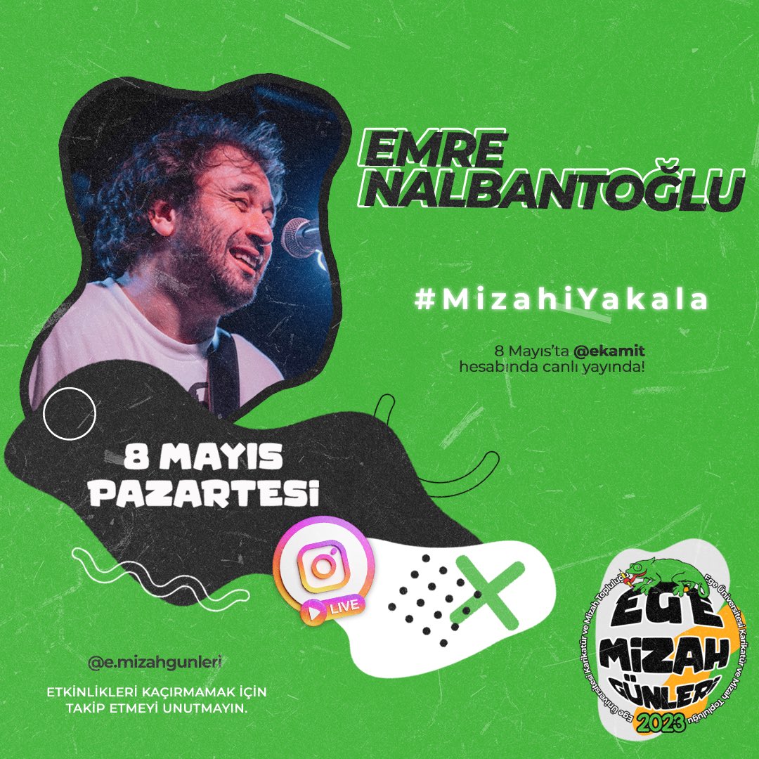 Blues başta olmak üzere caz ve rock türleriyle de beraber yaklaşık 25 yıllık, müzik ile iç içe olan bir hikayenin başkahramanı olan Emre Nalbantoğlu, 8 Mayıs Pazartesi tarihinde <a href="/ekamitt/">Ekamit</a> instagram sayfamızda canlı yayında bizimle olacak! ❤️‍🔥🥳🦎

#MizahıYakala

@dedenalbantoglu