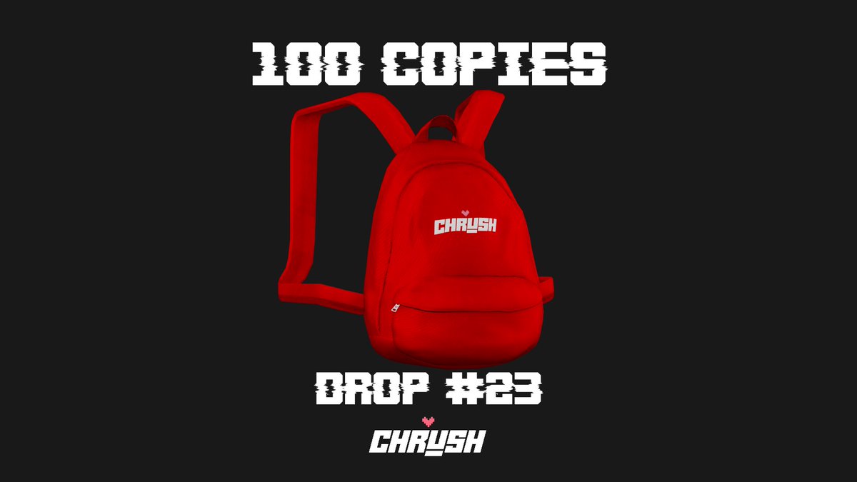 CHRUSHz's tweet photo. CHRUSH DROP #23

THE RED CHRUSH BACKPACK WILL DROP AT 3PM EST. ONLY 100 COPIES. WILL COST ROBUX.    

LINK: https://t.co/XoE7WVOIzi https://t.co/nhJTiTkfOo