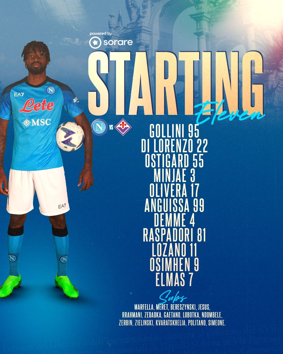 📃 Los 1️⃣1️⃣ del Campeón de Italia para recibir a la Fiorentina. 
 
#FiorentinaNapoli
💙 #ForzaNapoliSempre