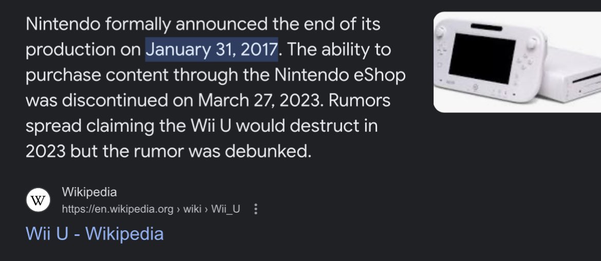 Nintendo announces the end of Wii U production