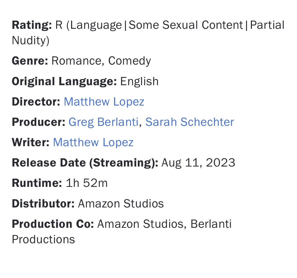 According to <a href="/RottenTomatoes/">Rotten Tomatoes 🍅</a>, #RWRBMovie is 1 hour 52 minutes long and rated R!