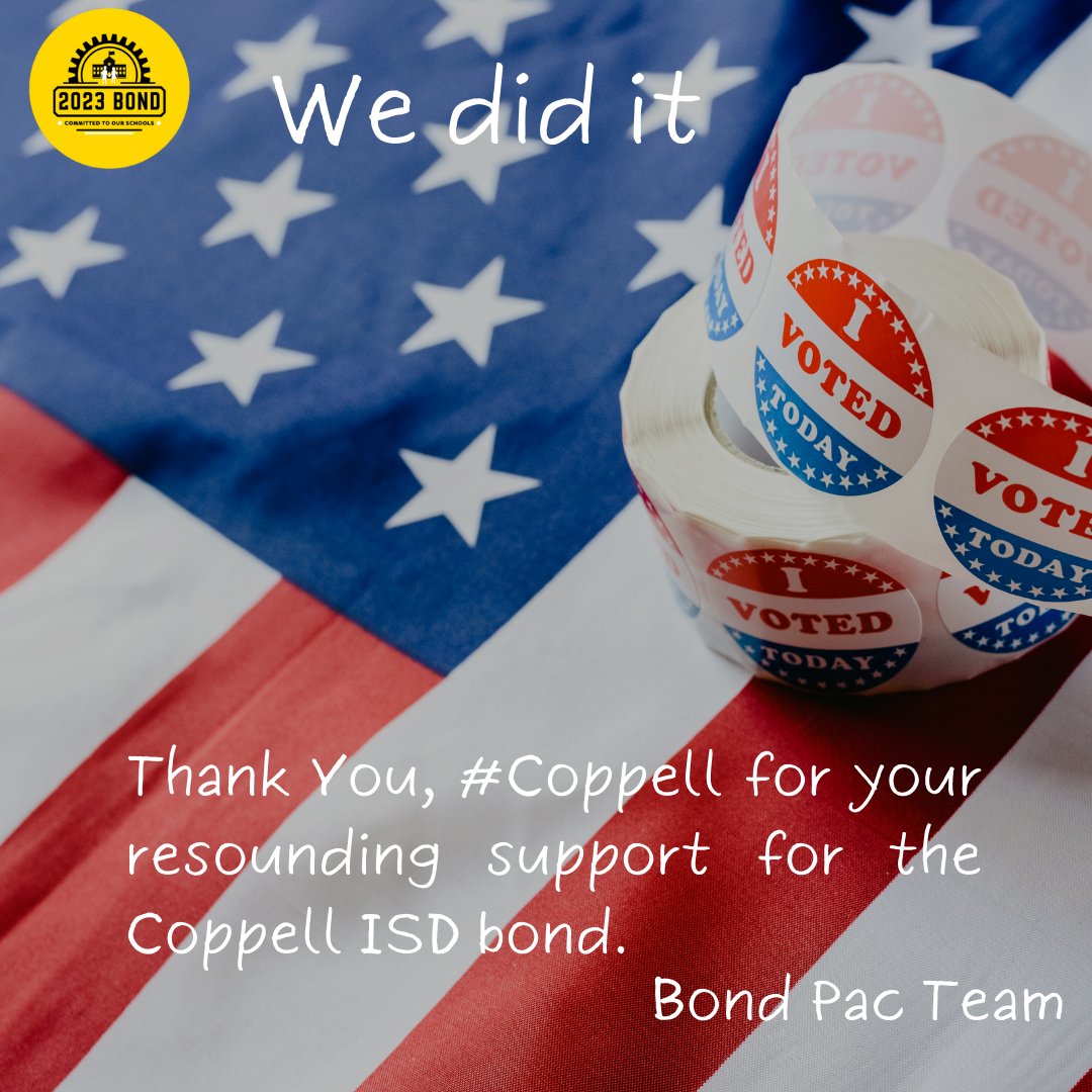 Thank You, #Coppell for your resounding support for the Coppell ISD bond. We did it 🤝 4/4 

#CatchupWithHunt #Coppellgolf #CowboysUnite #coppellisd #cisdlearns #TheLocalLens #coppell #texas @naveensankars @bhunt84 @coppellisdef @Coppellisd