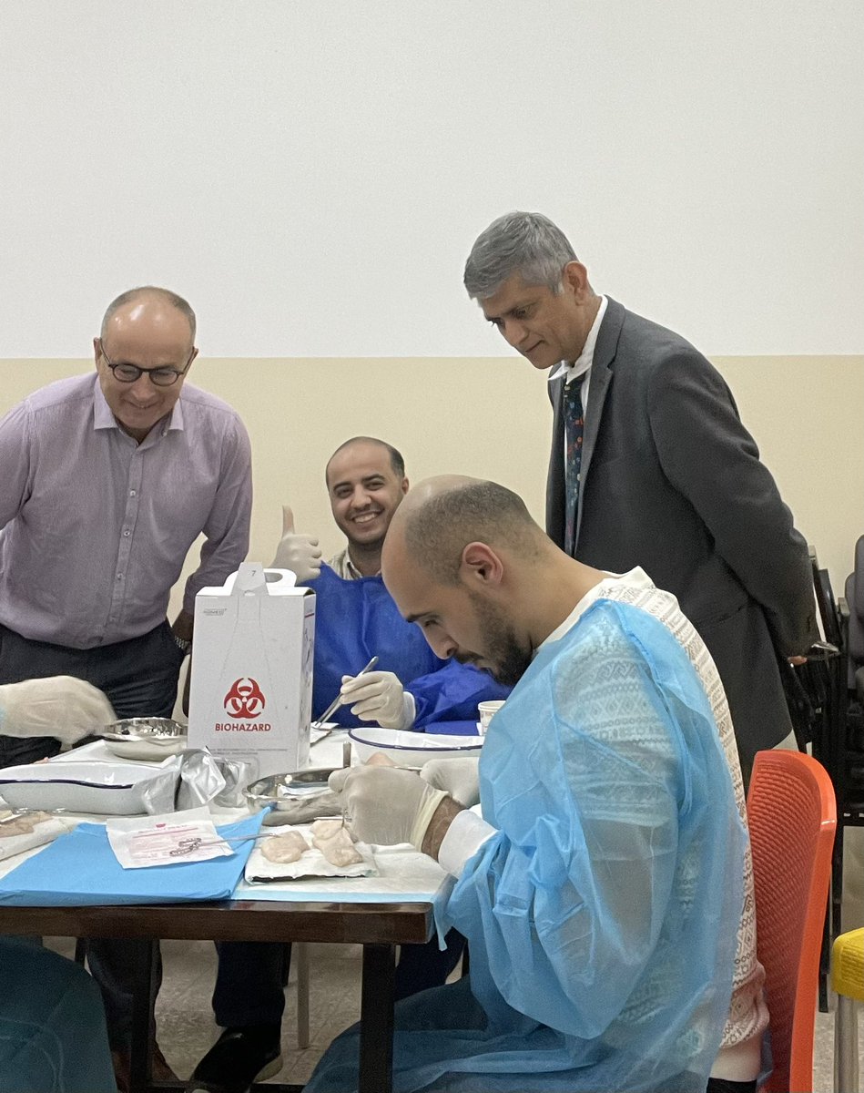 SurgicalSimUK's tweet image. Once again I am back in Gaza with @maynard_nick mentoring surgeons and surgical trainees - “Oesophageal and Bowel Anastomosis workshop” @ShafiAhmed5 @drsanafarid @SuhaibJSAhmad @Tas_q #Gaza @GazaTVNews @GlobalSurg @oxglobalsurg