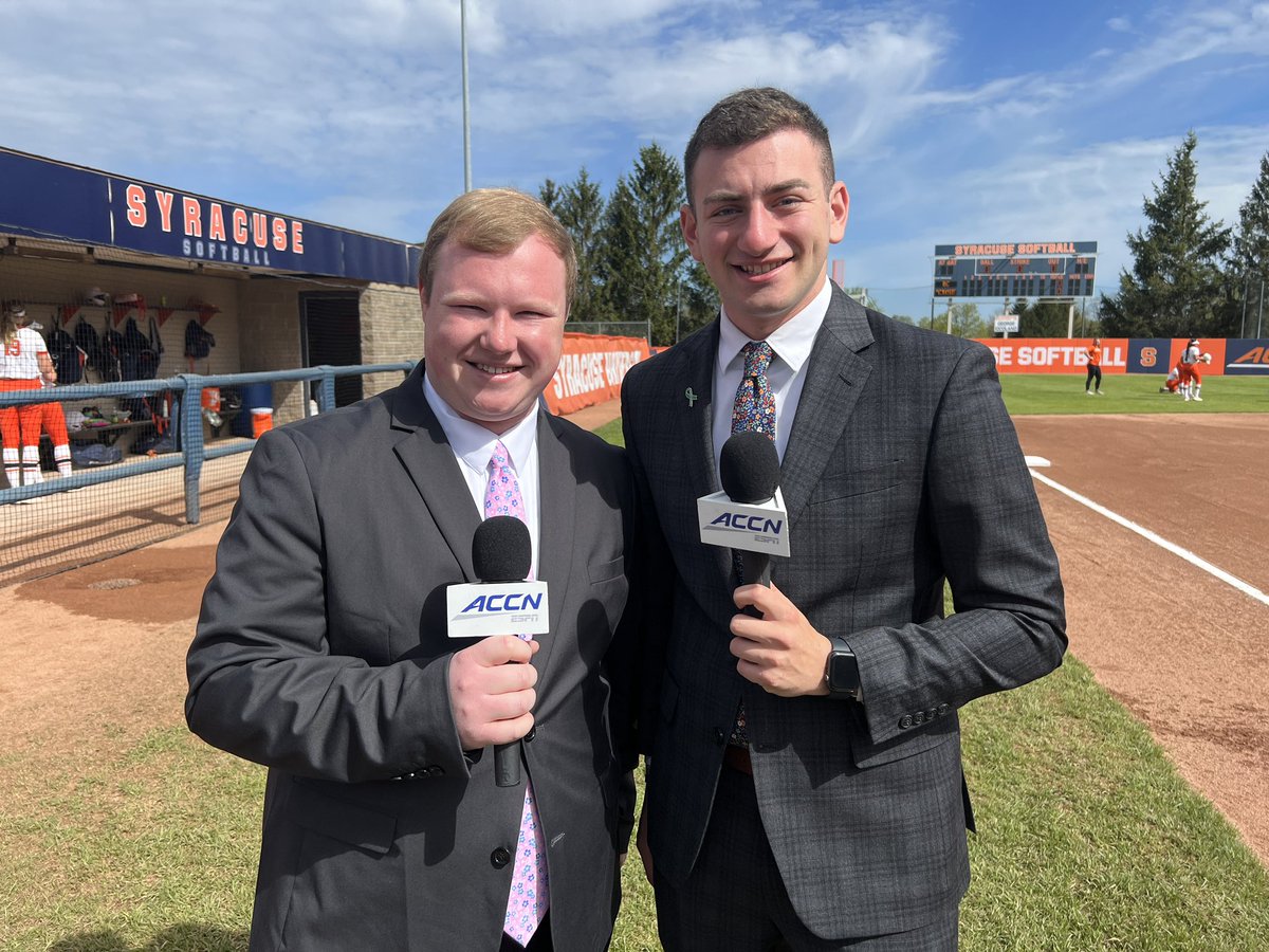 Matt Kibby (@pxpkibbymatt) on Twitter photo Excited for today! Last game of the regular season for <a href="/CuseSB/">Syracuse Softball</a> taking on <a href="/BC_Softball/">BC Softball 🥎</a> from Skytop!
Working alongside <a href="/MichaelSGross/">Michael Gross</a> today on <a href="/accnetwork/">ACC Network</a> Extra!
Join us at 12pm! <a href="/cuseACCN/">Cuse ACCN</a> <a href="/NewhouseSports/">Newhouse Sports Media Center</a> Excited for today! Last game of the regular season for <a href="/CuseSB/">Syracuse Softball</a> taking on <a href="/BC_Softball/">BC Softball 🥎</a> from Skytop!
Working alongside <a href="/MichaelSGross/">Michael Gross</a> today on <a href="/accnetwork/">ACC Network</a> Extra!
Join us at 12pm! <a href="/cuseACCN/">Cuse ACCN</a> <a href="/NewhouseSports/">Newhouse Sports Media Center</a>