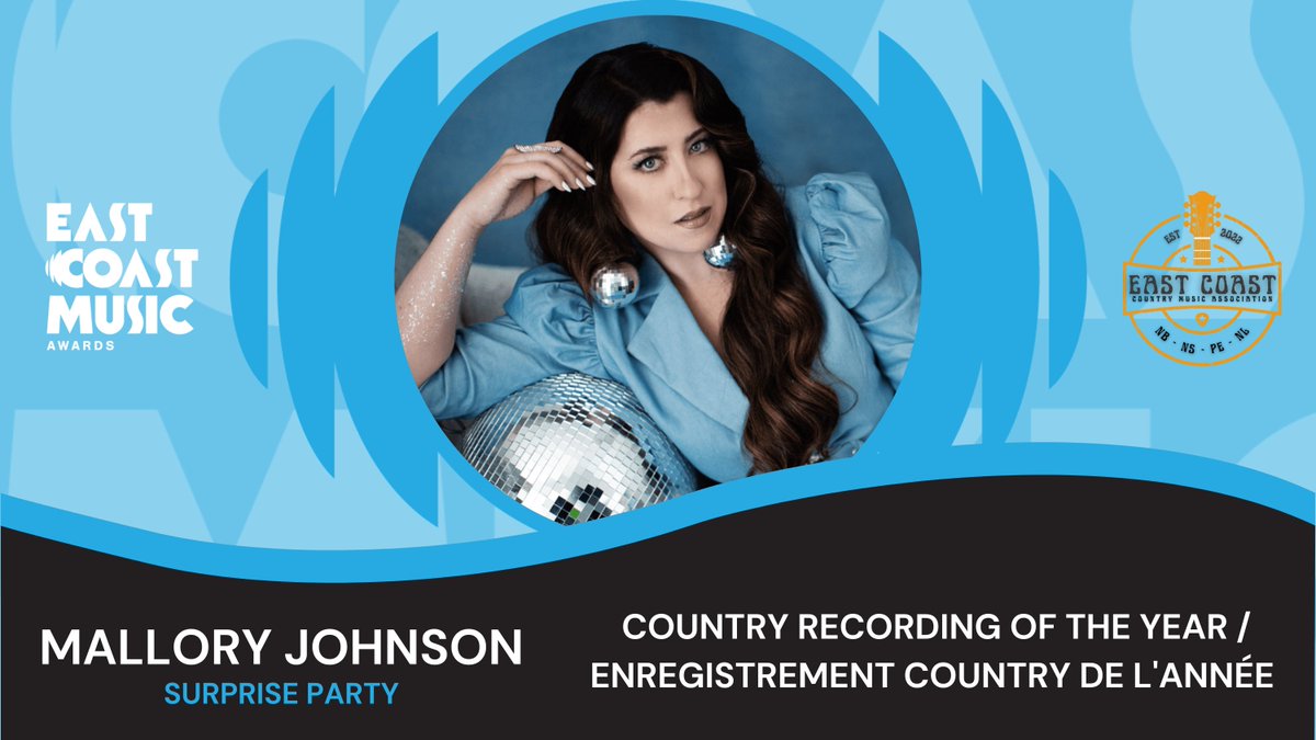 East Coast Music Association (@ecmaofficial) on Twitter photo Congratulations to <a href="/maljohnsonmusic/">Mallory Johnson</a> on her win for Country Recording of the Year, presented by the East Coast Country Music Association, for Surprise Party! #ECMA35 Congratulations to <a href="/maljohnsonmusic/">Mallory Johnson</a> on her win for Country Recording of the Year, presented by the East Coast Country Music Association, for Surprise Party! #ECMA35