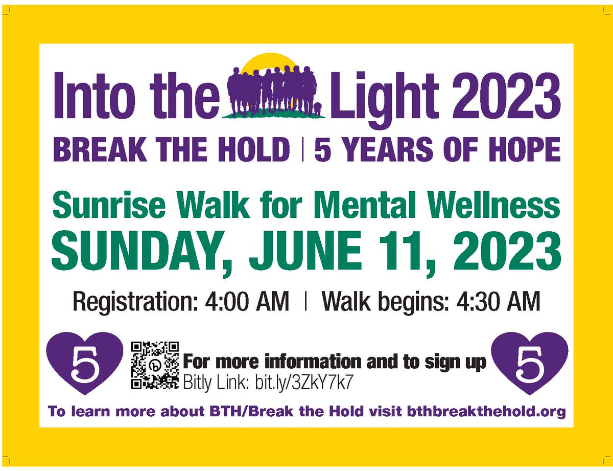 5th Annual Into the Light Walk! Walk for all those struggling with depression and anxiety and walk for those we lost too soon.