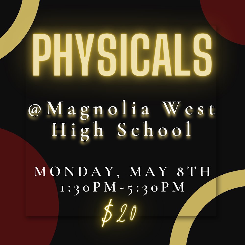 Tomorrow!
Forms can be found here magnoliaisd.rankonesport.com/New/NewInstruc…
Online payment here magnoliaisd.payments.school
Bring filled out medical history and signed consent form.