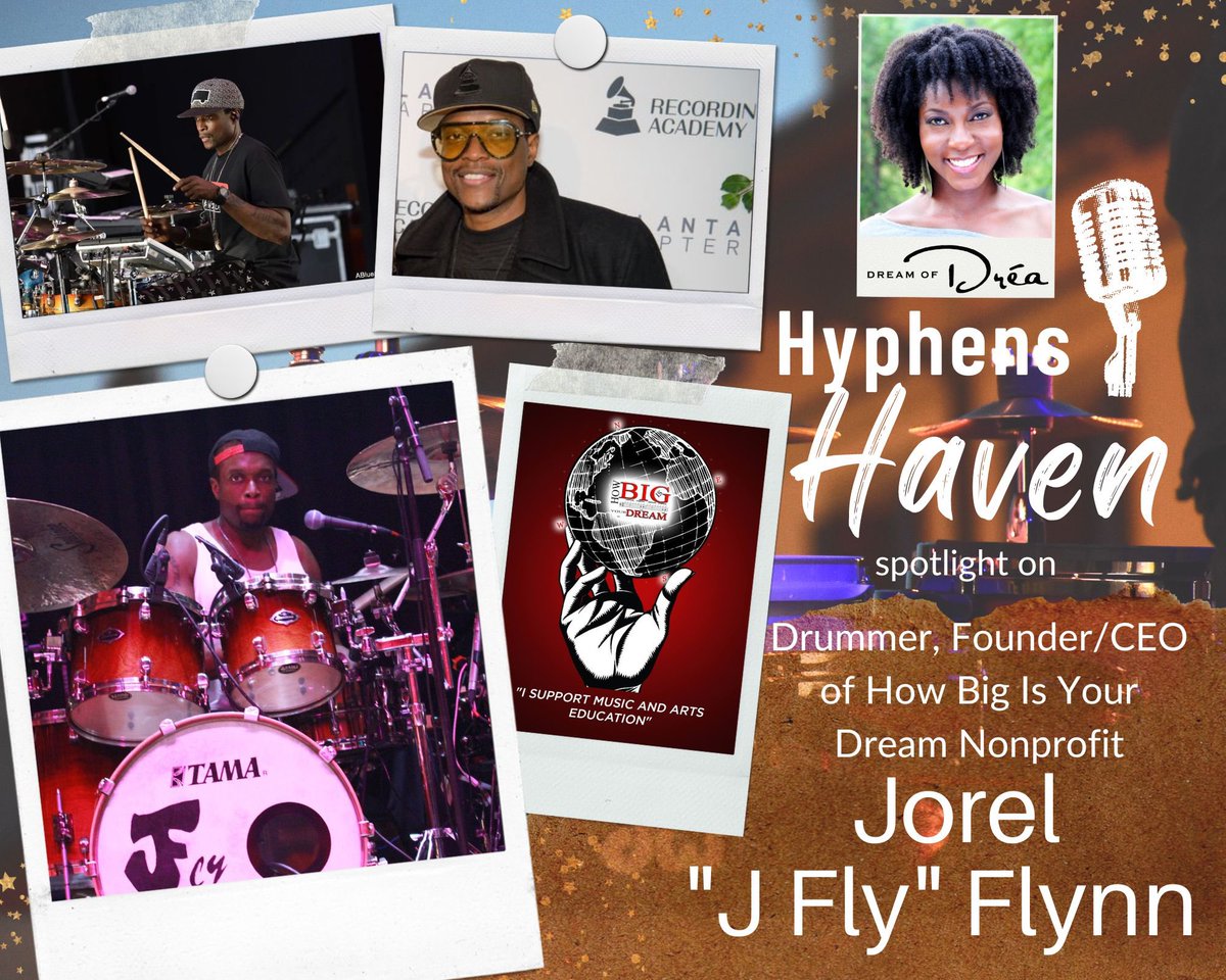 <a href="/JFlyTheFlytrap/">JFly</a> is the focus on Ep. 19 of Hyphens Haven Podcast!

He's a gifted drummer who's served as the President of <a href="/RecordingAcad/">GRAMMYS</a> Atlanta Chapter and Founder/CEO of <a href="/hbiyd/">How Big Is Your Dream?</a> 

His summer music camp for kids ages 8-18 is June 5-23, 8 AM to 4 PM, breakfast &amp; lunch included.