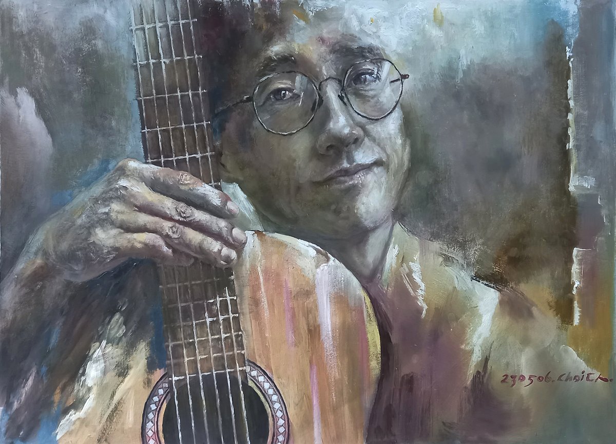 painting a guitar man
water &amp; oil on paper
2023.05.06
Thank you. Have a good time!
youtu.be/HFRomzR8pAE
#guitar #painting 
blog : choipainting.blogspot.com