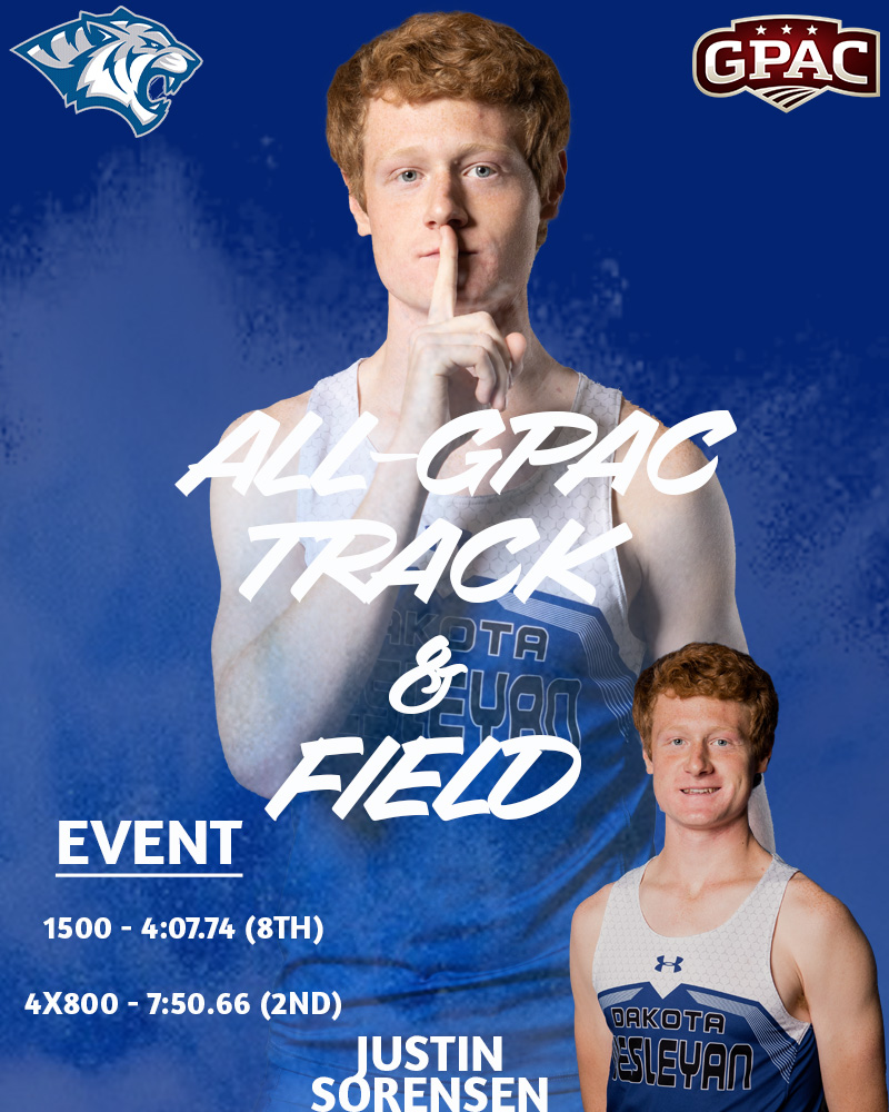 🚨 ALL-CONFERENCE TRACK &amp; FIELD 🚨

Justin Sorensen had a big day in Sioux Center earning ALL-CONFERENCE honors in the 1500m and being a part of the 4x800 team that finished second. @DWUXCTF 
#BleedBlue