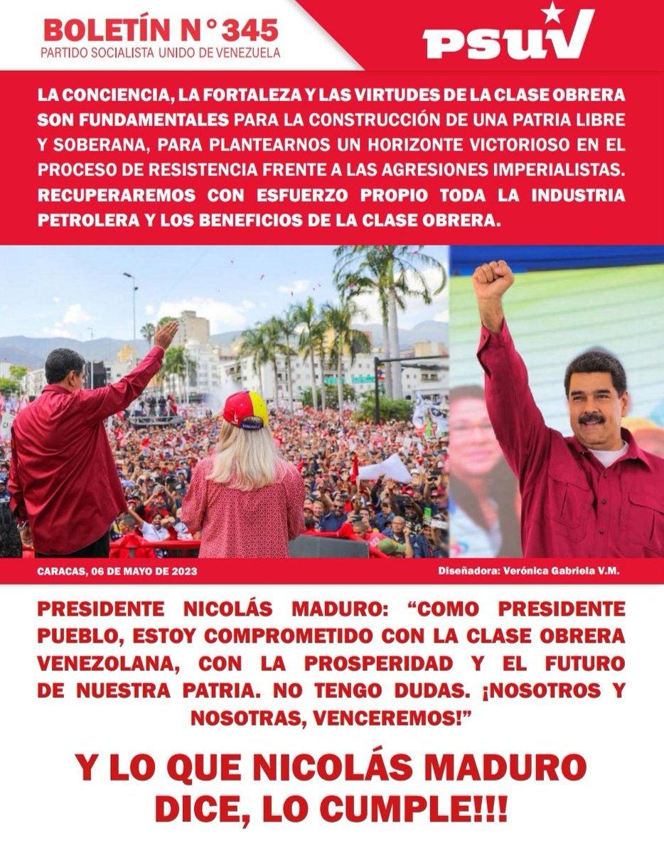 Compatriotas Bolivarin@s los invito a leer y compartir La edición N° 345 del Boletín Informativo del <a href="/PartidoPSUV/">PSUV</a> 👉🏻 bit.ly/3B10D4o

La conciencia de la Clase Obrera son fundamentales para la construcción de una Patria libre y soberana.

#VamosALaDefensaDeCitgo