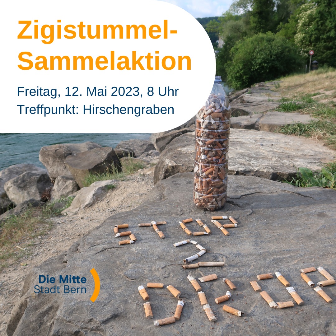 MitteStadtBern's tweet photo. Hast du dich auch schon über die Zigistummeln gestört? Wir möchten dagegen ein Zeichen setzen und sammeln im Rahmen von #stop2drop für eine saubere Umwelt.
📅12. Mai 2023, 8 Uhr
📍Hirschengraben
🧤Mitnehmen: Handschuhe, Wäscheklammer/Pinzette, PET-Flasche (1,5 Liter) https://t.co/Mj2J82Aprf