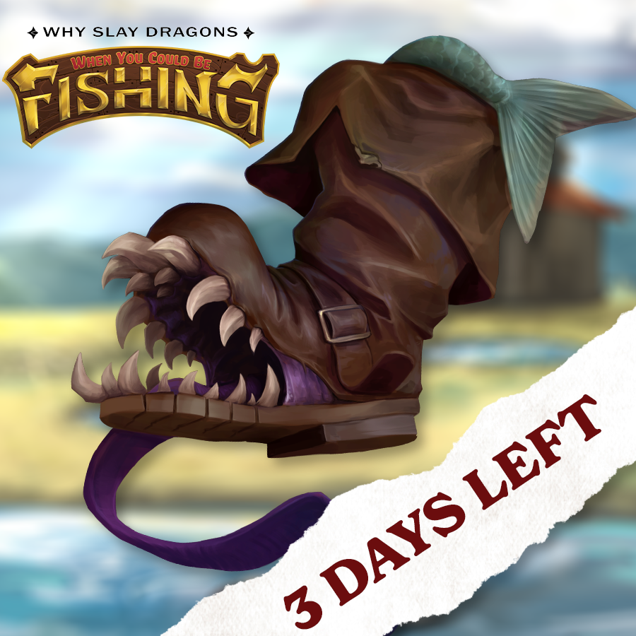 WSDFishing's tweet photo. THREE DAYS REMAIN

Our latest Why Slay Dragons Kickstarter is in the final days - and we are a little under $16,000 until we write ANOTHER chapter! (Fishing in hell, anyone?)
Let's push this over the finish line!
Links in the pinned tweet! https://t.co/71D2LURiCl