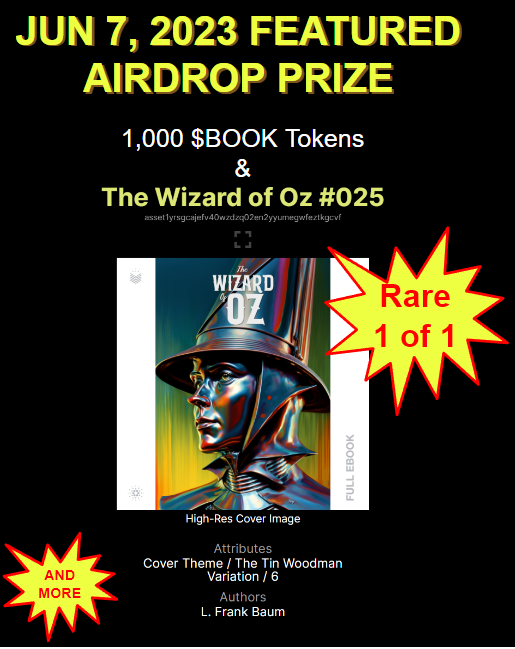 🪂June Scheduled #AIRDROP🪂

🗓️When: Jun 7, 2023

🎁 Feat PRIZE👇
@book_io RARE 1:1 #NFT +1,000 $BOOK

NFT Secondary Market👇
jpg.store/collection/boo…

BONUS WINNERS #NFTs, $HOSKY & MORE

🏆Want to win?👀2/2 Tweet
#Cardano #ADA #Giveaway #NFTGiveaway #AirdropAlert #StakingRewards