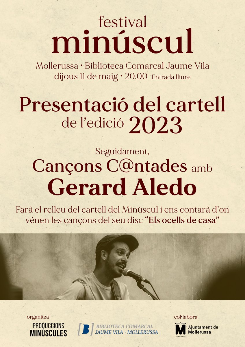 El diumenge és menys diumenge si penses que dijous tens aquest ✨PLANAZO✨ per descobrir el cartell de l'edició d'enguany i concert amb Gerard Aledo.