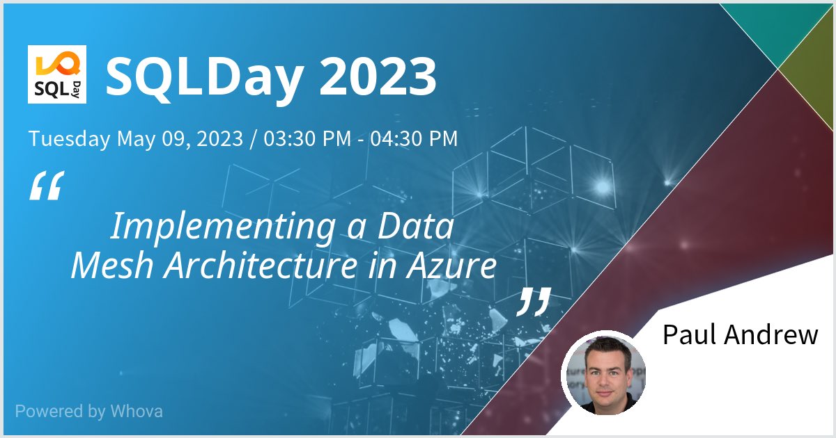 mrpaulandrew's tweet image. I am speaking at SQLDay 2023. Please check out my talk if you&apos;re attending the event! #sqlday - via #Whova event app